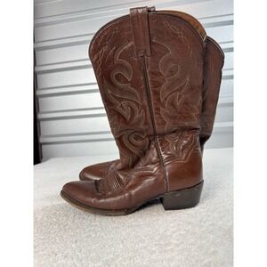 Dan Post Cowboy Boots Womens Brown Leather Western Point Toe Shoes Vtg‎ Sz 8 EW